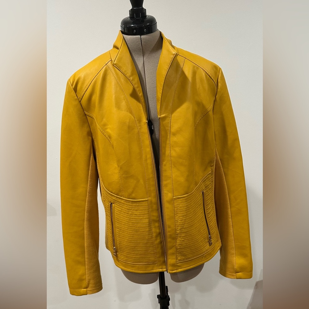 Yellow Faux Leather Jacket : Marc New York / Andrew Marc